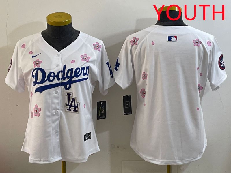 Youth Los Angeles Dodgers Blank White Sakura Edition 2025 Nike MLB Jersey style 6